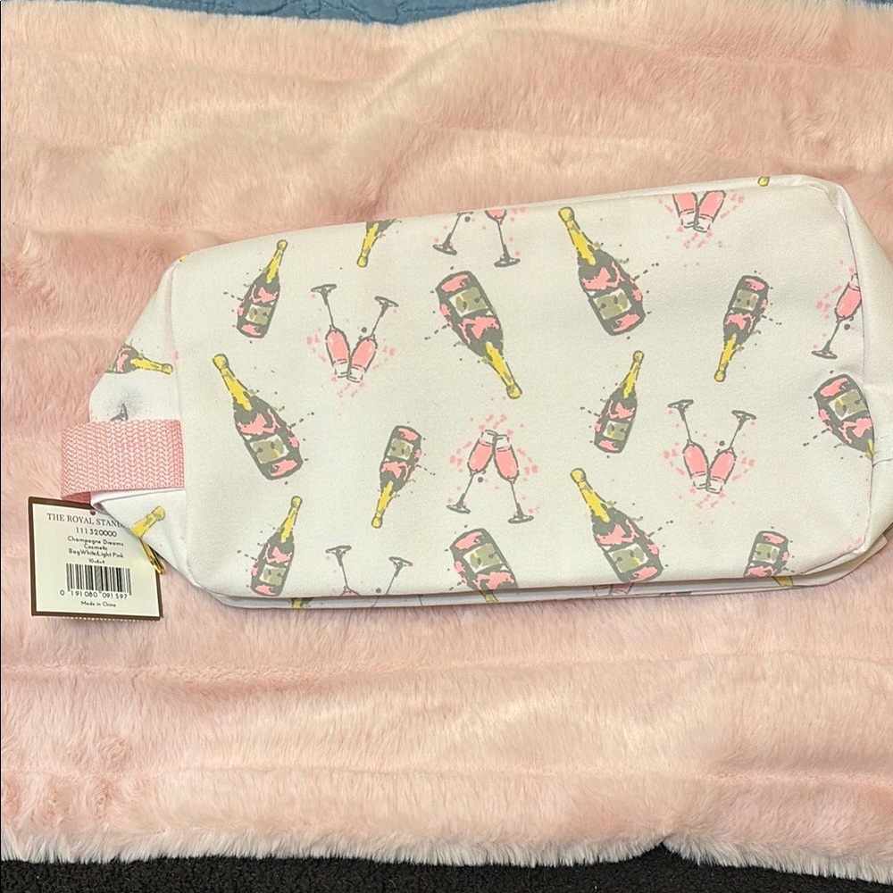 Champagne Print Cosmetic Makeup Bag